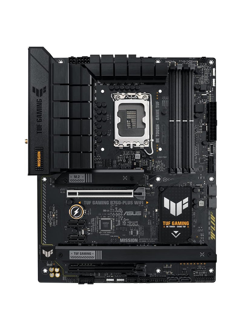 ASUS - TUF Gaming B760-Plus Wi-Fi ATX LGA 1700 Motherboard, Intel B760 Chipset, 4x DIMM DDR5 Slots, 192GB Max Memory, 3x M 2 Slots, 2x PCIe 5 0 x16 Slot, Realtek 2 5Gb Ethernet 90MB1ER0-M1EAY0 Black - Image 1