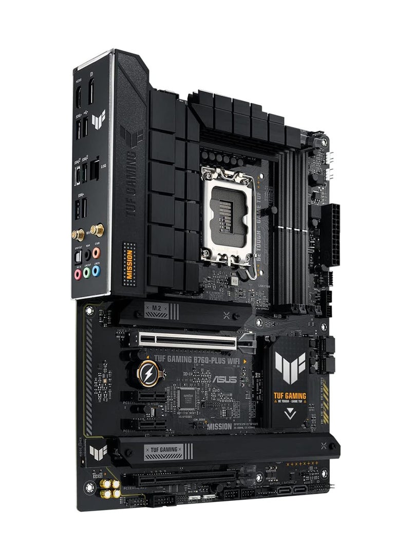 ASUS - TUF Gaming B760-Plus Wi-Fi ATX LGA 1700 Motherboard, Intel B760 Chipset, 4x DIMM DDR5 Slots, 192GB Max Memory, 3x M 2 Slots, 2x PCIe 5 0 x16 Slot, Realtek 2 5Gb Ethernet 90MB1ER0-M1EAY0 Black - Image 1