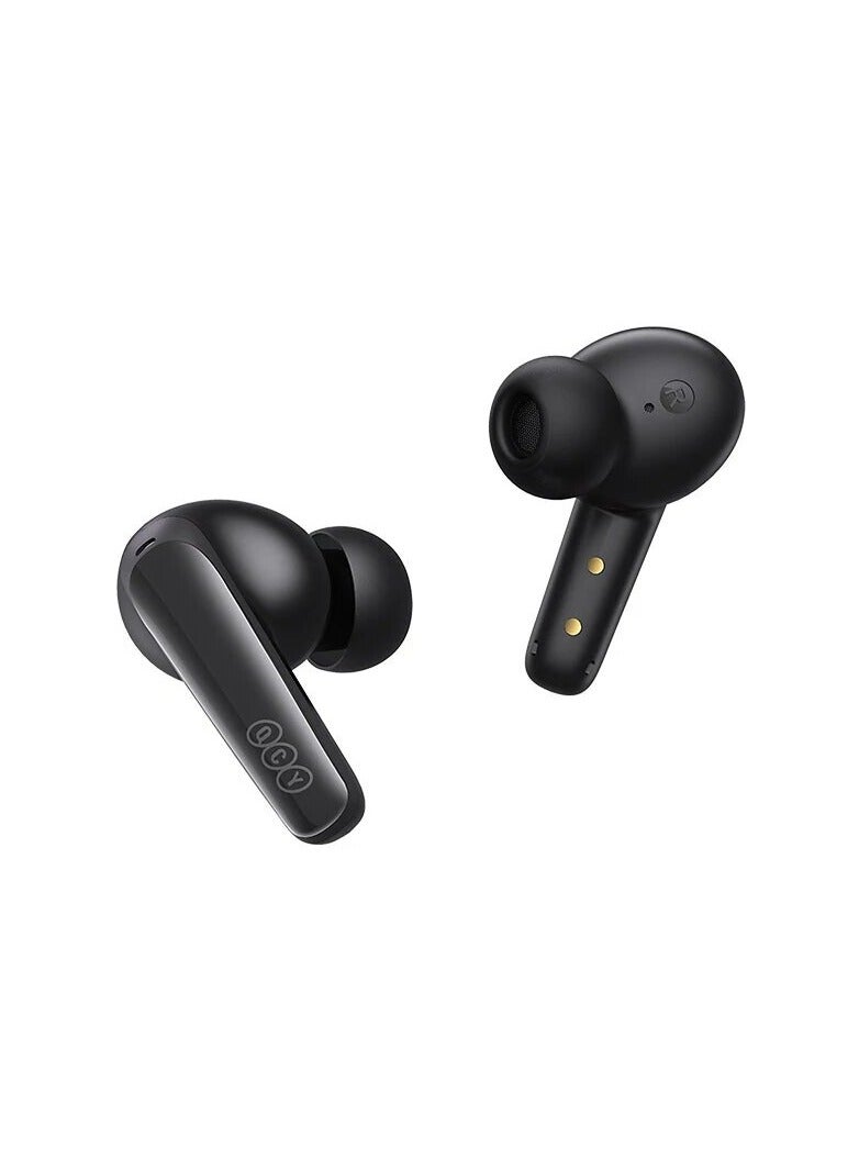 QCY - T13X TWS Wireless Earbuds With 5.3 Bluetooth, 4 Microphones With ENC Noise Cancellation, Water Resistance, Touch Controls And Long Battery Life Black - Image 1
