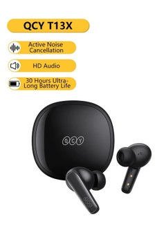 T13X TWS Wireless Earbuds With 5.3 Bluetooth, 4 Microphones With ENC Noise Cancellation, Water Resistance, Touch Controls And Long Battery Life Black