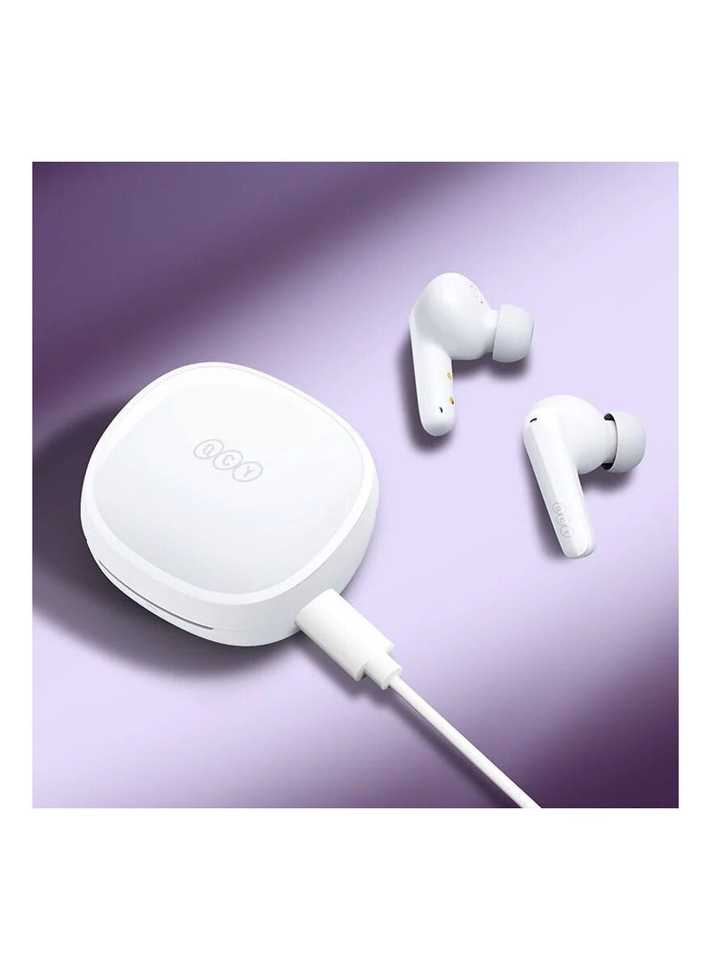 QCY - T13X Wireless Earbuds , Active Noise Cancellation Bluetooth Earphones, ANC Levels Transparency Mode EQ Settings , IPX5 Waterproof - White - Image 1