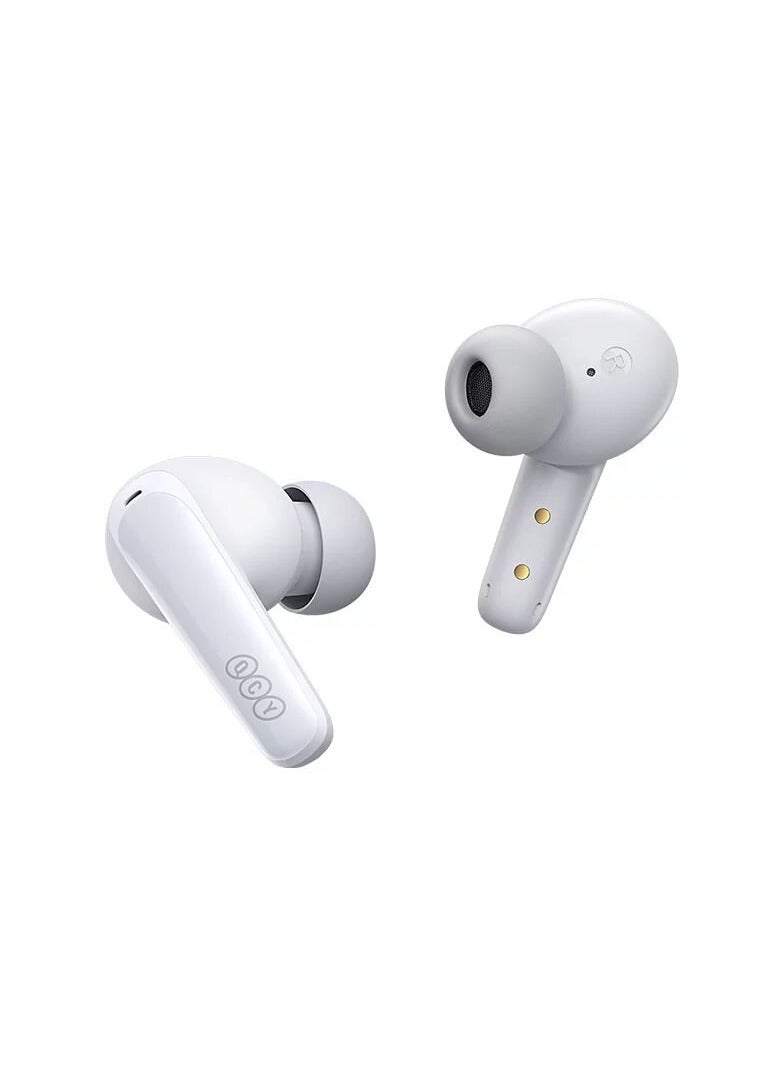 QCY - T13X Wireless Earbuds , Active Noise Cancellation Bluetooth Earphones, ANC Levels Transparency Mode EQ Settings , IPX5 Waterproof - White - Image 1