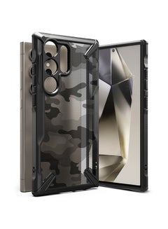 Ringke Fusion-X Compatible With Samsung Galaxy S24 Ultra 5G Case 2024, Clear Hard Back Cover Shockproof Protective Bumper Phone Cover Camo Black  - Image 1