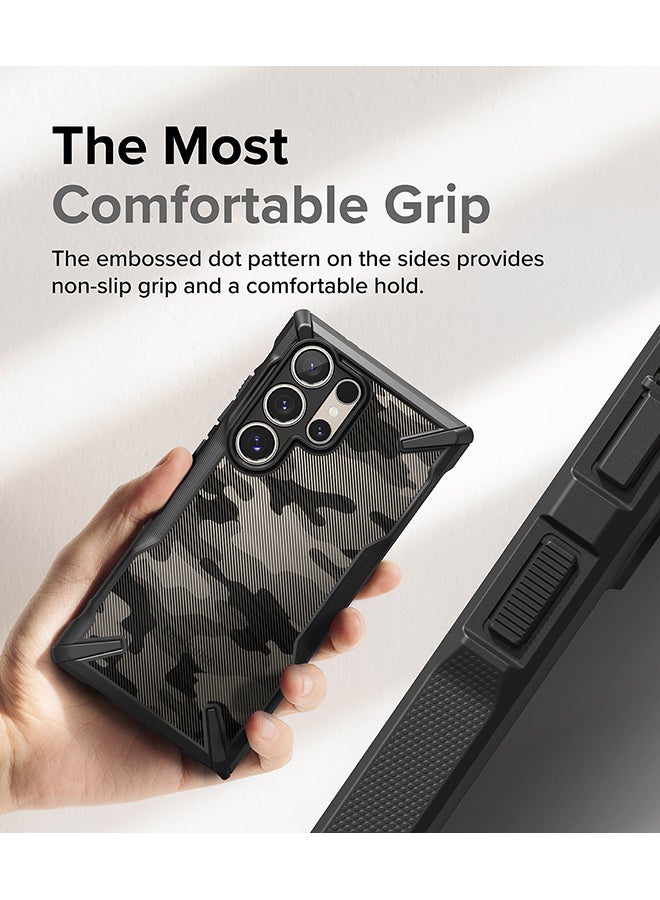 Ringke Fusion-X Compatible With Samsung Galaxy S24 Ultra 5G Case 2024, Clear Hard Back Cover Shockproof Protective Bumper Phone Cover Camo Black  - Image 5