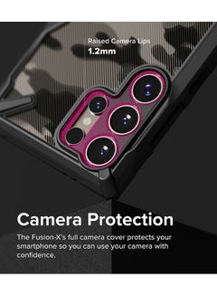 Ringke Fusion-X Compatible With Samsung Galaxy S24 Ultra 5G Case 2024, Clear Hard Back Cover Shockproof Protective Bumper Phone Cover Camo Black  - Image 4