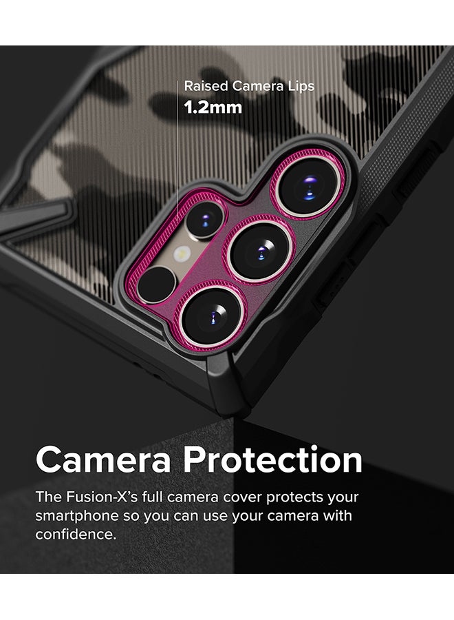 Ringke Fusion-X Compatible With Samsung Galaxy S24 Ultra 5G Case 2024, Clear Hard Back Cover Shockproof Protective Bumper Phone Cover Camo Black  - Image 4