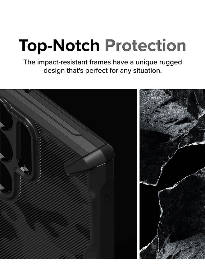 Ringke Fusion-X Compatible With Samsung Galaxy S24 Ultra 5G Case 2024, Clear Hard Back Cover Shockproof Protective Bumper Phone Cover Camo Black  - Image 3