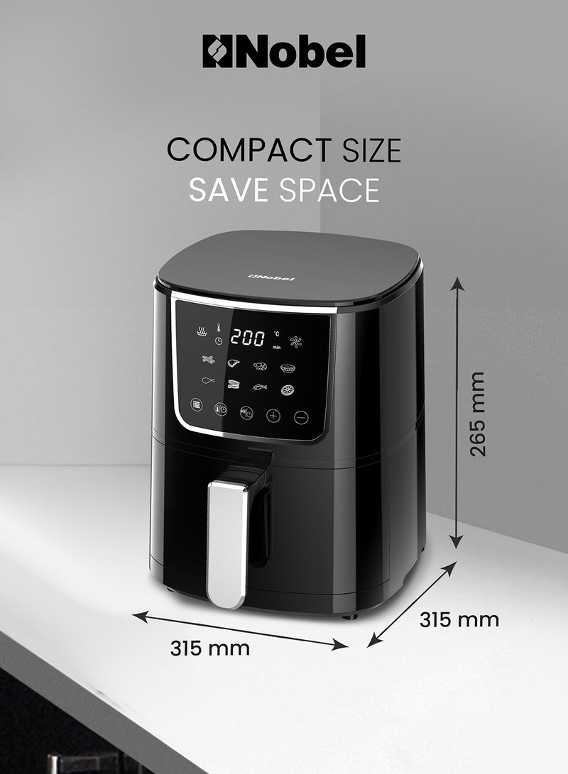 Air Fryer 4L Capacity, Multifunctional Fryer with Delay Function, Overheat Prevention, Digital Touch, 8 Preset Programs, High-Speed Air Circulation, Non-Stick 4 L 1400 W NAF600 Black