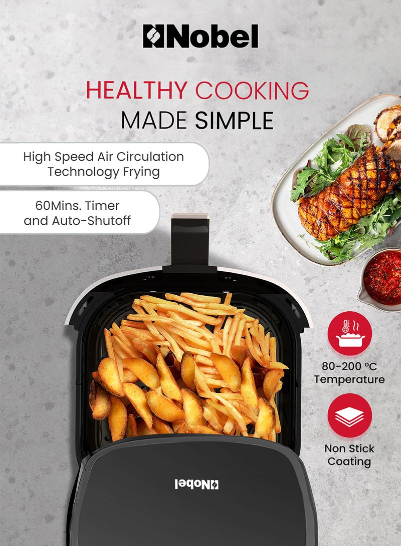 Air Fryer 4L Capacity, Multifunctional Fryer with Delay Function, Overheat Prevention, Digital Touch, 8 Preset Programs, High-Speed Air Circulation, Non-Stick 4 L 1400 W NAF600 Black