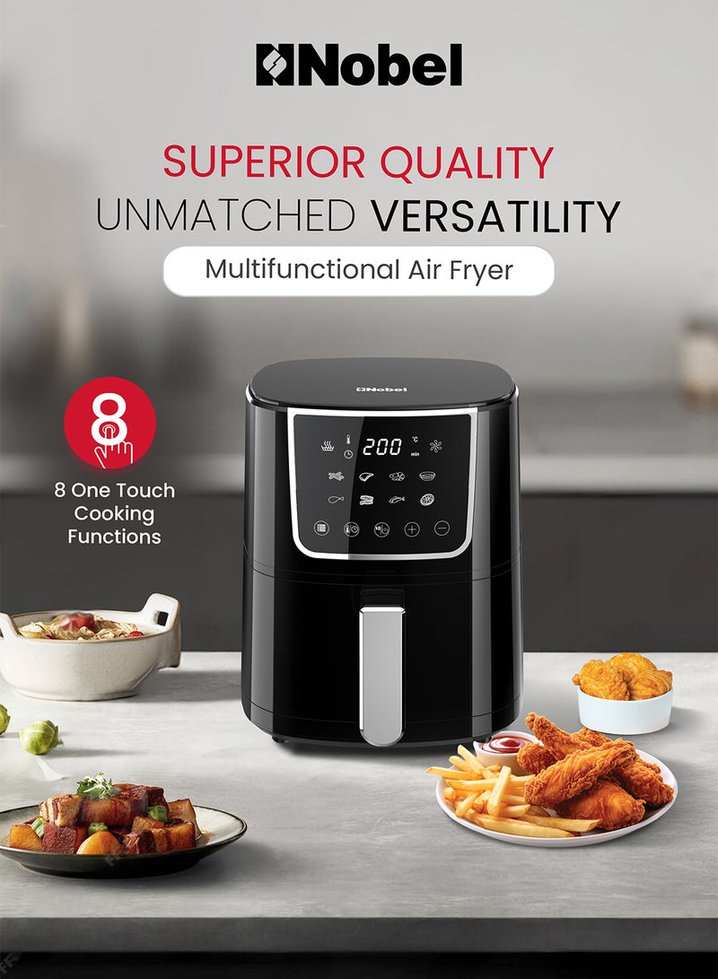 Air Fryer 4L Capacity, Multifunctional Fryer with Delay Function, Overheat Prevention, Digital Touch, 8 Preset Programs, High-Speed Air Circulation, Non-Stick 4 L 1400 W NAF600 Black