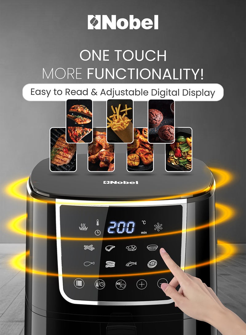 Air Fryer 4L Capacity, Multifunctional Fryer with Delay Function, Overheat Prevention, Digital Touch, 8 Preset Programs, High-Speed Air Circulation, Non-Stick 4 L 1400 W NAF600 Black