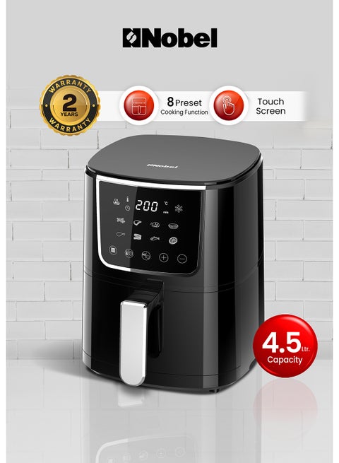 Air Fryer 4L Capacity, Multifunctional Fryer with Delay Function, Overheat Prevention, Digital Touch, 8 Preset Programs, High-Speed Air Circulation, Non-Stick 4 L 1400 W NAF600 Black