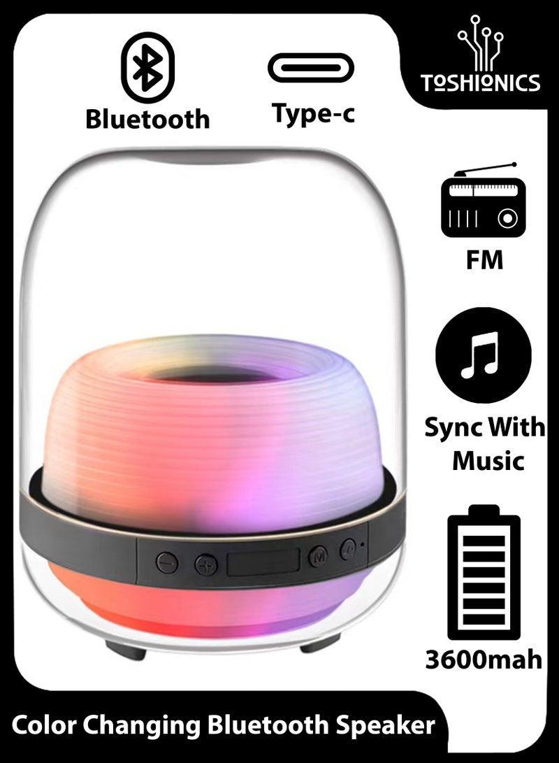Toshionics Portable Bluetooth Party Speaker Wireless With RGB Colour LED Themes Bluetooth 5.1 Colourful Speakers Stereo Pairing Speaker For Home Outdoors Travel TWS Black - Image 1