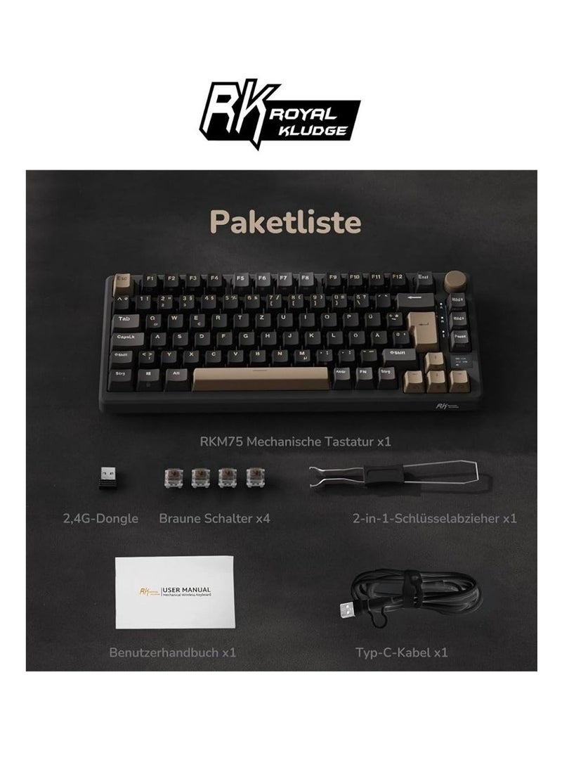 Royal Kludge Royal Kludge RKM75 - RGB Mechanical Gaming Keyboard - With Display - Foam Touch - phantom color- Bluetooth - Hot Swappable Switch - Brown Switches - Includes Dust Cover  - Image 3