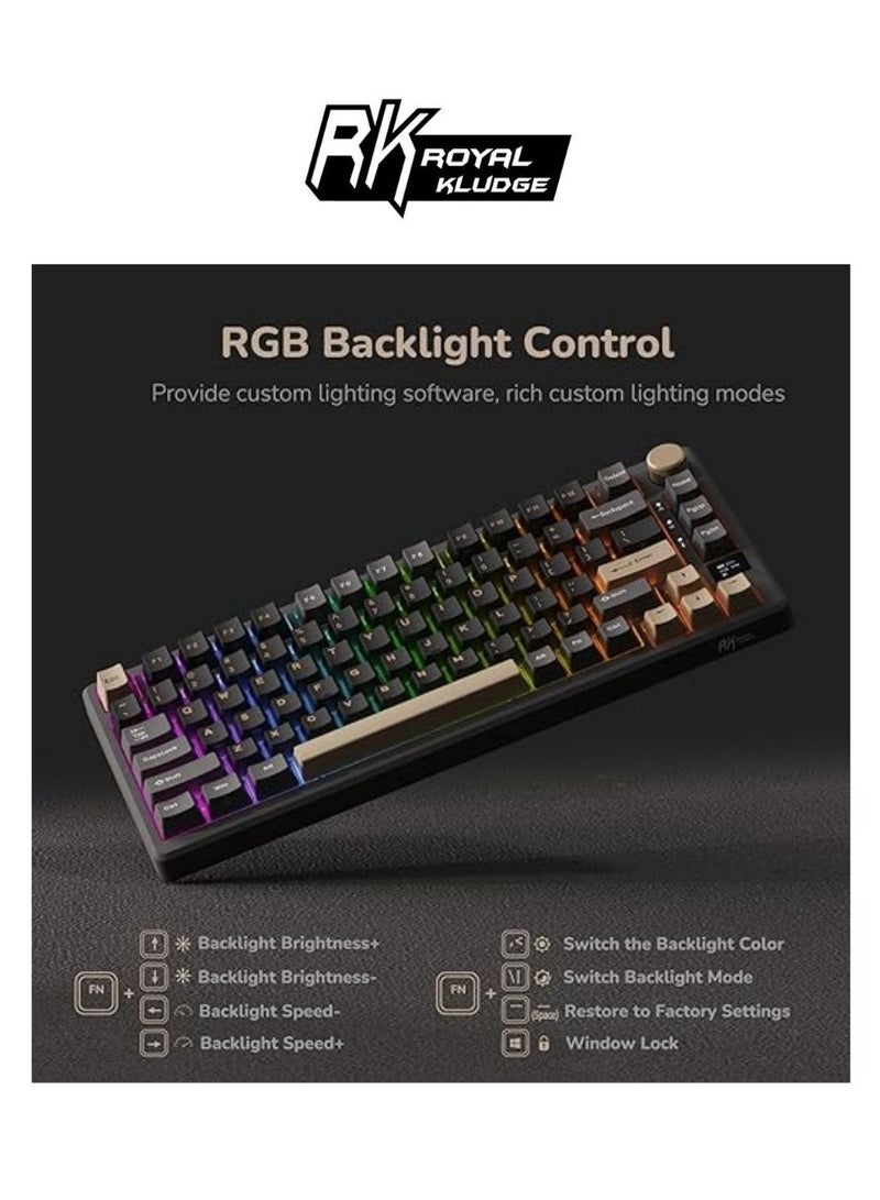 Royal Kludge Royal Kludge RKM75 - RGB Mechanical Gaming Keyboard - With Display - Foam Touch - phantom color- Bluetooth - Hot Swappable Switch - Brown Switches - Includes Dust Cover  - Image 4