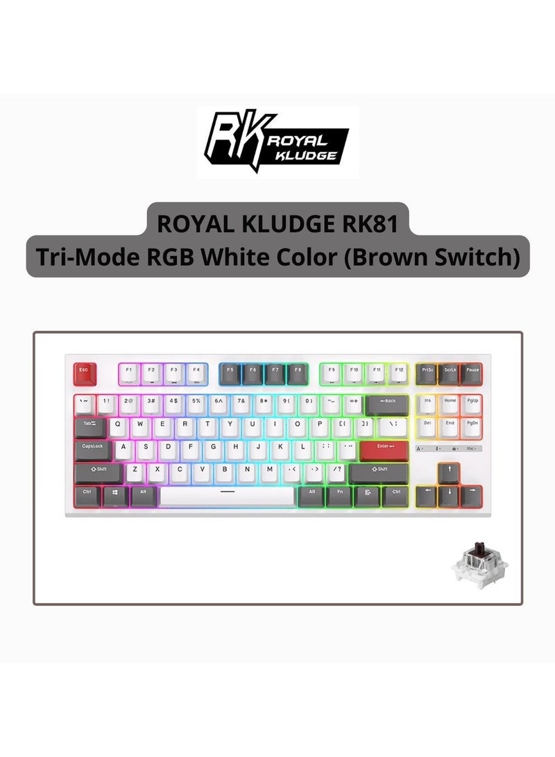 Royal Kludge Royal Kludge RK R87 Wired TKL RGB Hot-Swappable Gaming Keyboard White - Brown Switch  - Image 1