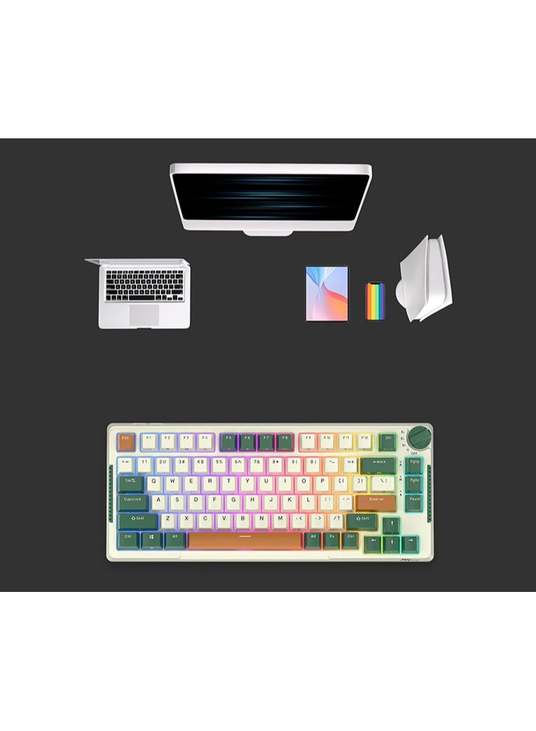Royal Kludge - Royal Kludge RK-H81 Tri-Mode RGB 81 Keys Hot Swappable Mechanical Keyboard Time Machine (Sky Cyan Switch) - Image 1