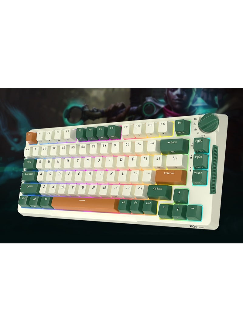 Royal Kludge - Royal Kludge RK-H81 Tri-Mode RGB 81 Keys Hot Swappable Mechanical Keyboard Time Machine (Sky Cyan Switch) - Image 1
