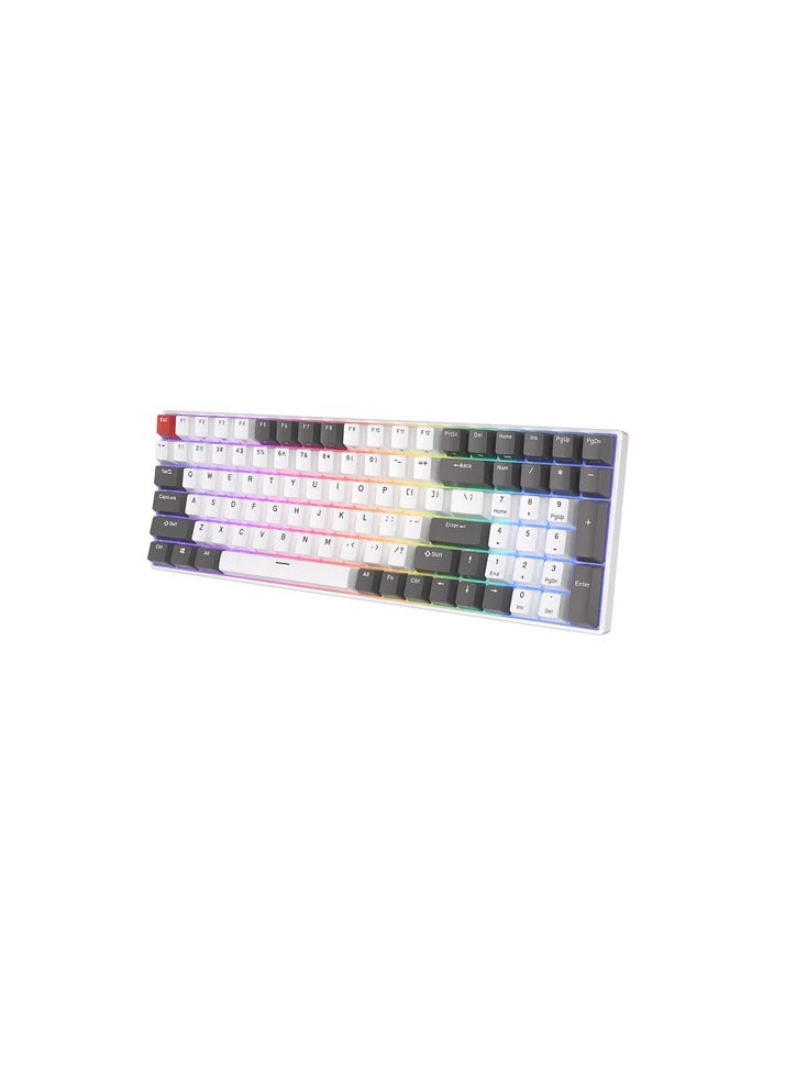 Royal Kludge - Royal Kludge RK100 Tri-Mode RGB 100 Keys Hot Swappable Mechanical Keyboard Grey/Red/White (Blue Switch) - Image 1