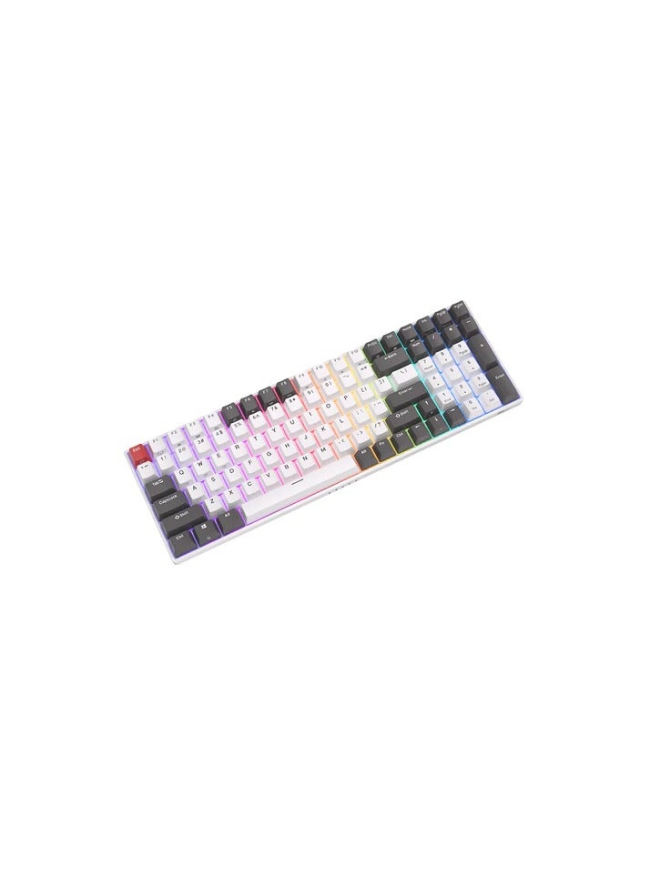 Royal Kludge - Royal Kludge RK100 Tri-Mode RGB 100 Keys Hot Swappable Mechanical Keyboard Grey/Red/White (Blue Switch) - Image 1