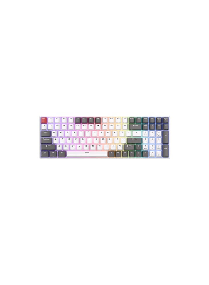 Royal Kludge - Royal Kludge RK100 Tri-Mode RGB 100 Keys Hot Swappable Mechanical Keyboard Grey/Red/White (Brown Switch) - Image 1