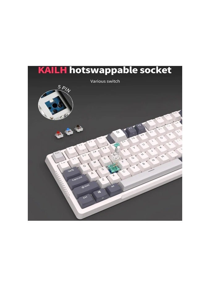 Royal Kludge RK Royal Kludge RK H81 81 Keys Tri-Mode with Knob Control RGB Wireless Mechanical Keyboard White Night  - Blue Switch - Image 3