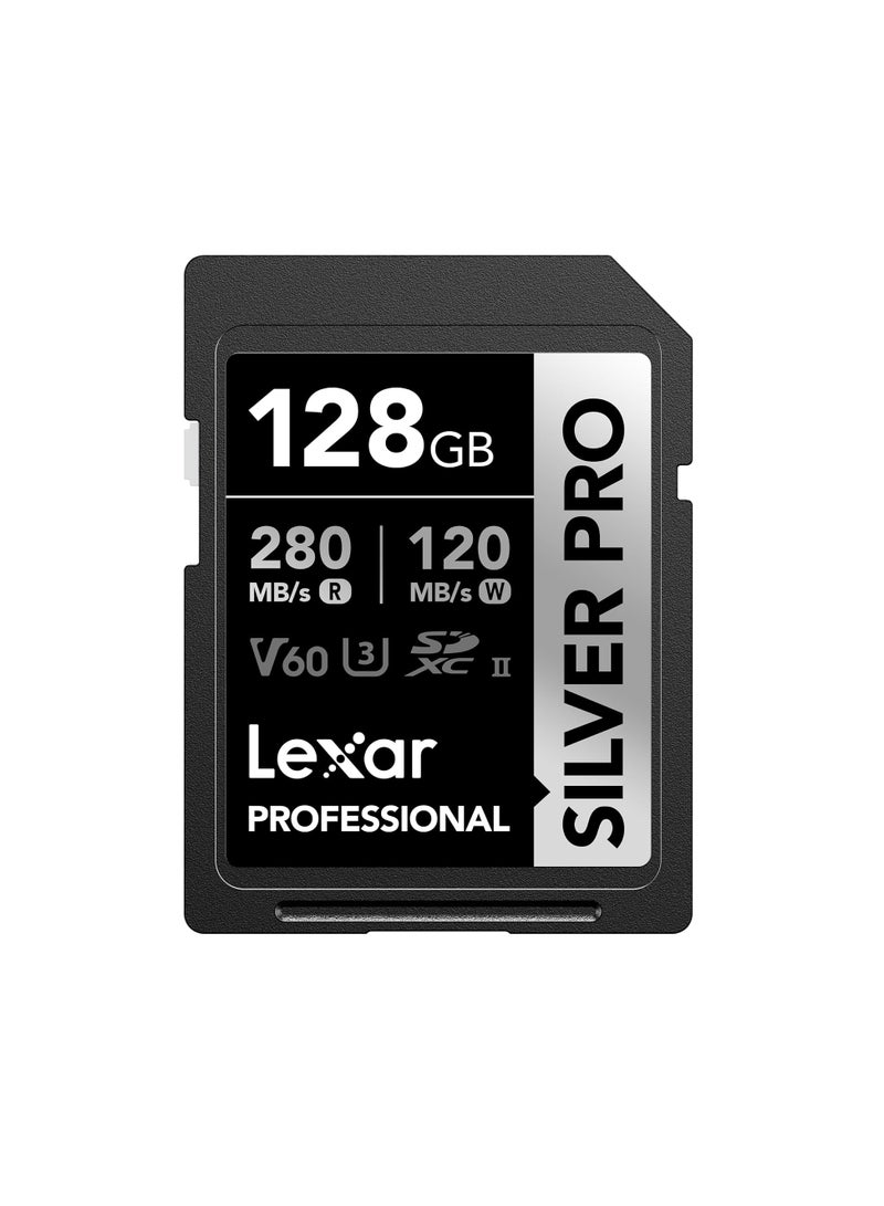 Lexar Lexar Silver Pro SD Card 128GB, UHS-II Memory Card, V60, U3, C10, SDXC Card, Up To 280MB/s 128 GB - Image 1