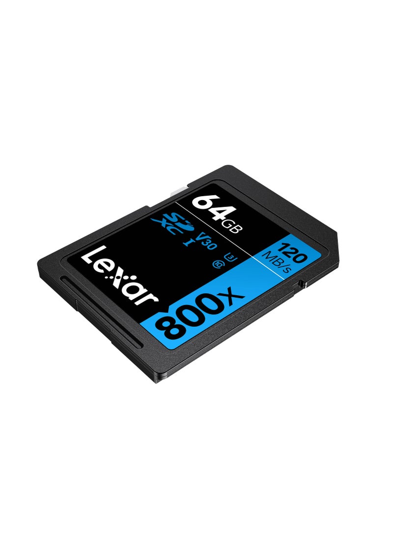 ليكسار - بطاقة ذاكرة Lexar عالية الأداء 64 جيجابايت 800x UHS-I SDHC (السلسلة الزرقاء) 64 جيجابايت - Image 1