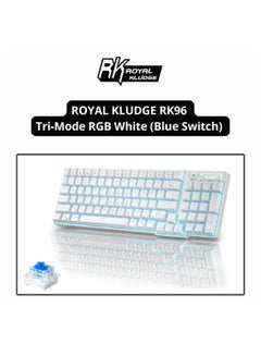 ROYAL KLUDGE RK96 Tri-Mode RGB 96 Keys Hot Swappable Mechanical Keyboard White (Blue Switch)