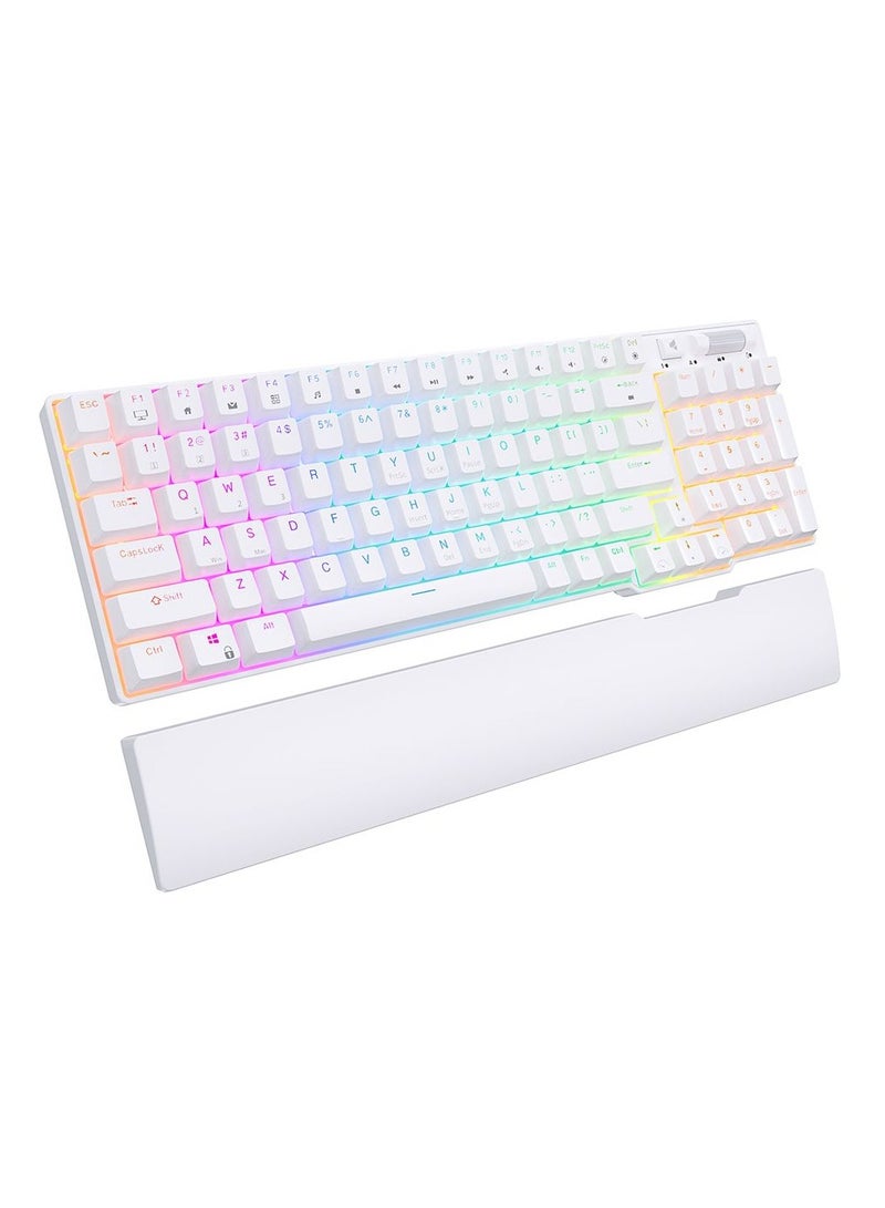 Royal Kludge - ROYAL KLUDGE RK96 Tri-Mode RGB 96 Keys Hot Swappable Mechanical Keyboard White (Blue Switch) - Image 1
