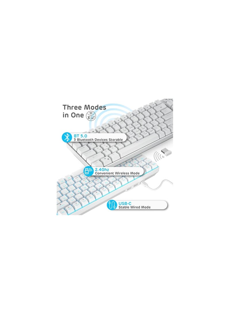 Royal Kludge - ROYAL KLUDGE RK96 Tri-Mode RGB 96 Keys Hot Swappable Mechanical Keyboard White (Blue Switch) - Image 1