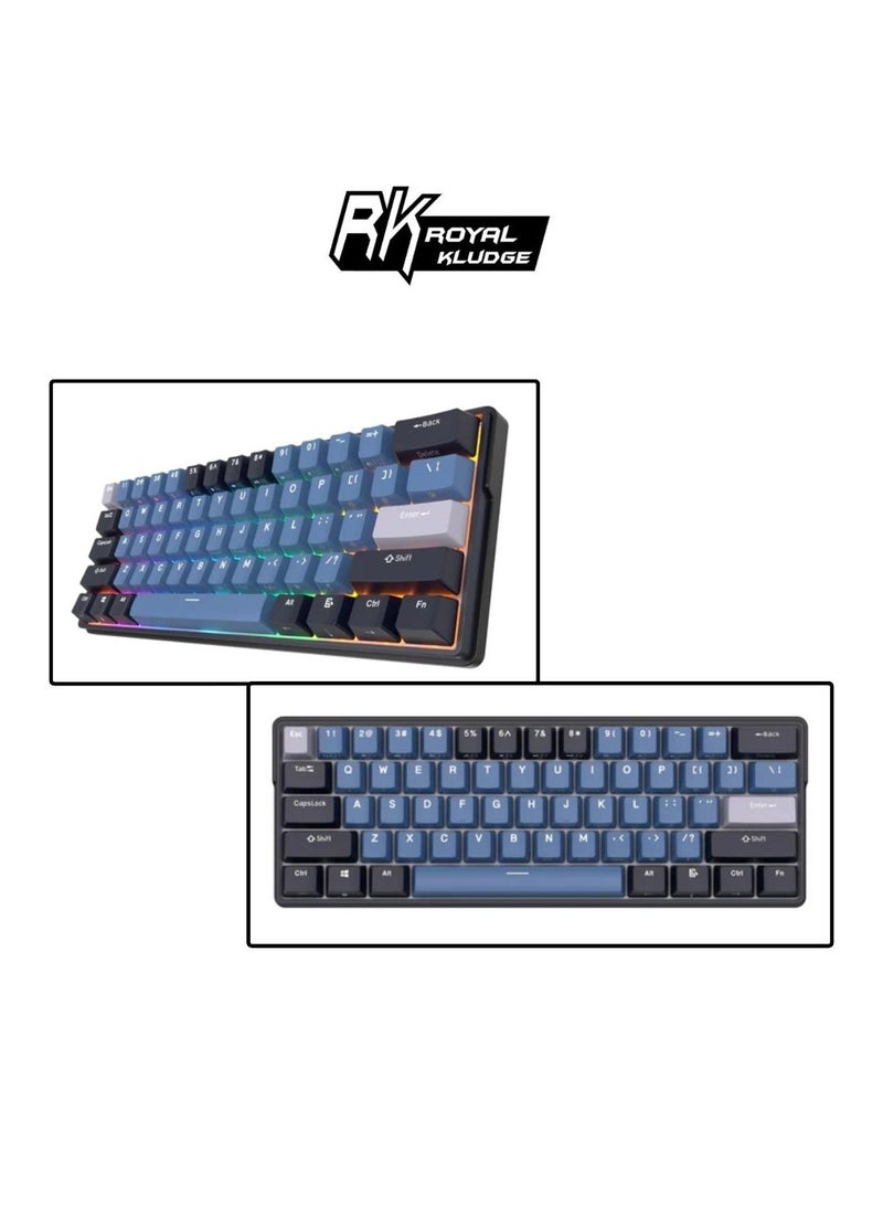 Royal Kludge Royal Kludge RK61PLUS Tri-Mode RGB 61 Keys Hot Swappable Mechanical Keyboard Indigo (Blue Switch)  - Image 2