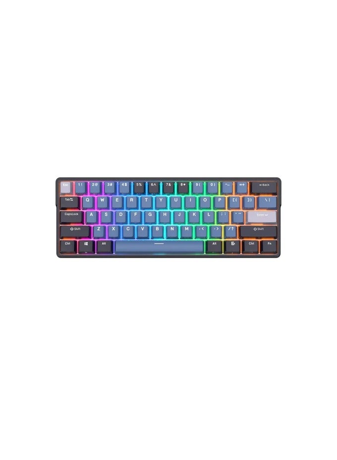 Royal Kludge - Royal Kludge RK61PLUS Tri-Mode RGB 61 Keys Hot Swappable Mechanical Keyboard Black (Brown Switch) - Image 1