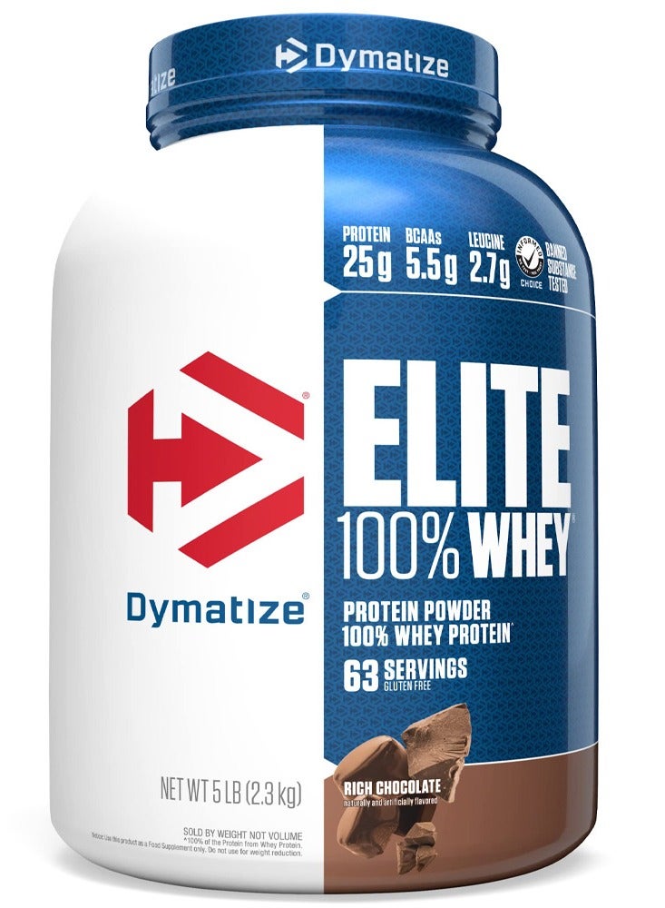 Dymatize Elite 100% Whey Protein Rich Chocolate 63 Servings 2.3 Kg  - Image 1