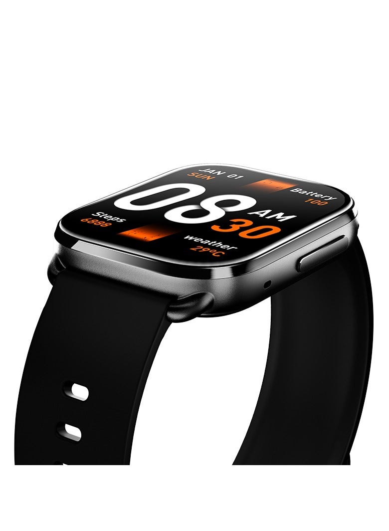 كيو سي واي - QCY GS Smart Watch With 2.02 Large Display, Bluetooth Call, Health Monitoring,10 Days Battery Life and Message, Call Notification Black - Image 1