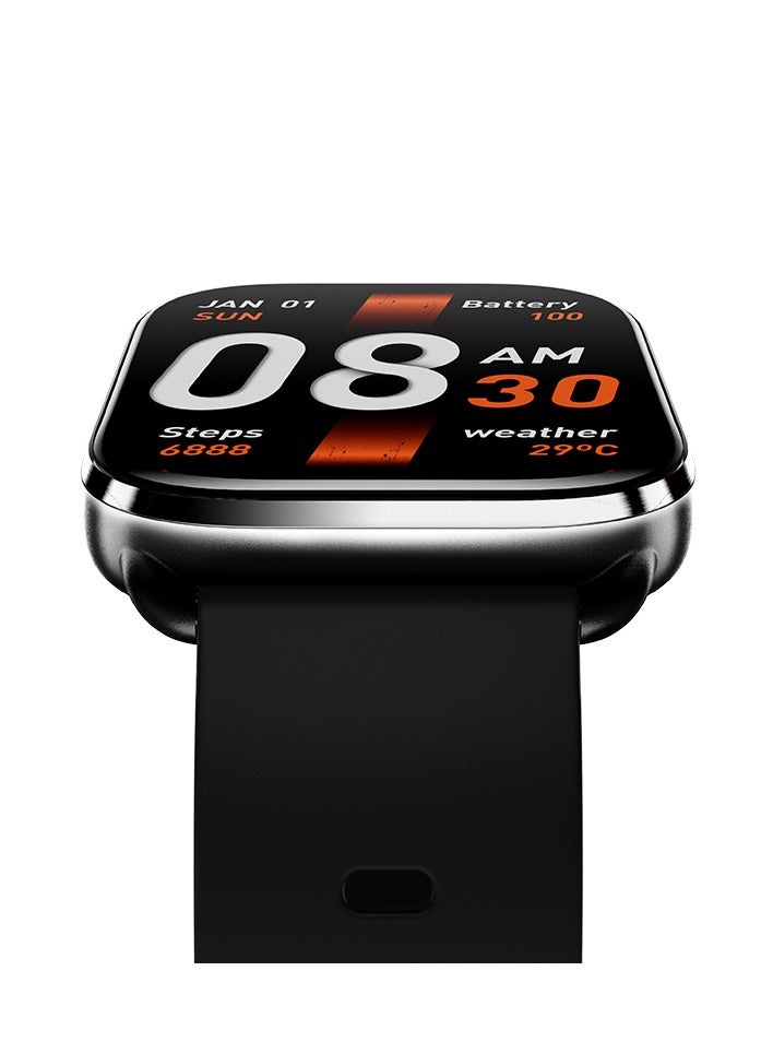 كيو سي واي - QCY GS Smart Watch With 2.02 Large Display, Bluetooth Call, Health Monitoring,10 Days Battery Life and Message, Call Notification Black - Image 1