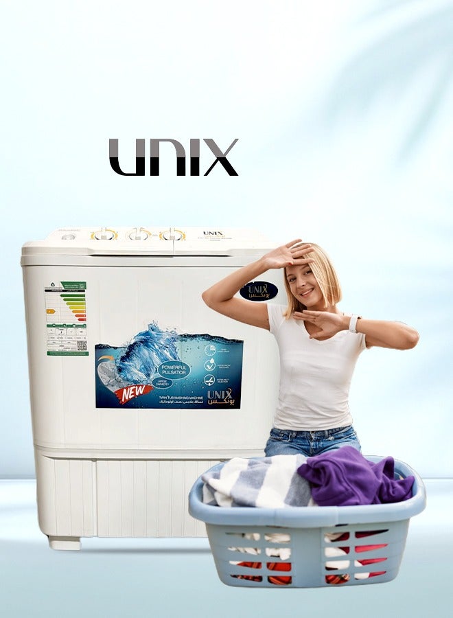 يونيكس غسالة بحوضين تحميل علوي 7 كجم OMR-70 أبيض  - Image 4