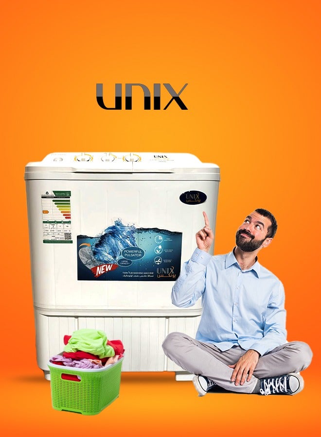 يونيكس - غسالة بحوضين تحميل علوي 5 كجم OMR-50 أبيض - Image 1