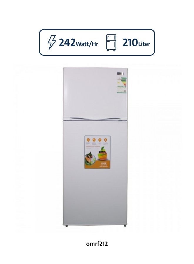 يونيكس ثلاجة وفريزر ببابين 7.4 قدم 210 لتر omrf212 أبيض  - Image 1