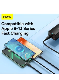 بيسوس كابل شحن متعدد من سلسلة فلاش 100 وات (1.2 متر) 4 في 1 شحن سريع USB من النوع C وكابل USB صغير وUSB إلى Lightning متوافق مع هواتف iPhone 15/14/13/12/11 Series/MacBook/iPad/Samsung/Huawei والمزيد  - Image 3