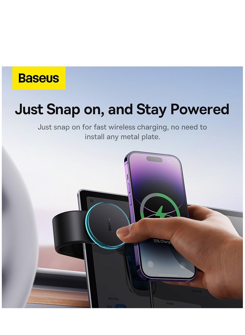 Baseus Magsafe Car Mount Charger, 15W Wireless Car Charger Phone Holder, Magnetic Car Dash Mount For iPhone 15 14 13 12 Pro Plus Max, Bendable Memory Titanium Alloy For All Dashboard, Windshield Black  - Image 4