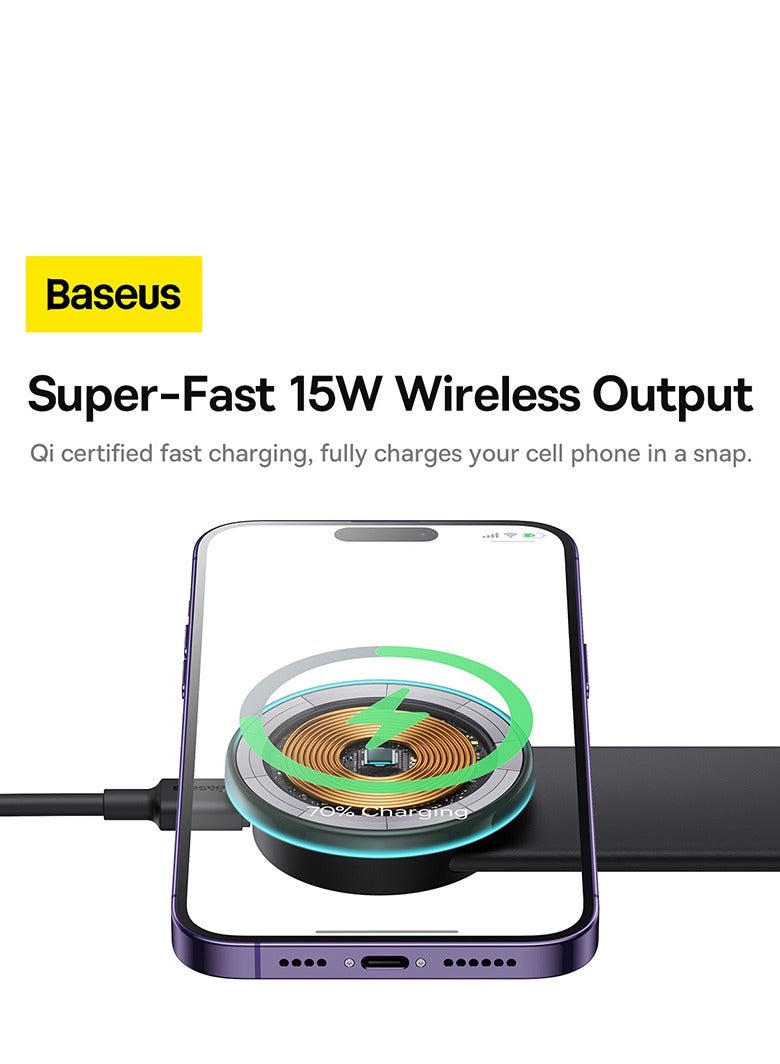 Baseus Magsafe Car Mount Charger, 15W Wireless Car Charger Phone Holder, Magnetic Car Dash Mount For iPhone 15 14 13 12 Pro Plus Max, Bendable Memory Titanium Alloy For All Dashboard, Windshield Black  - Image 2