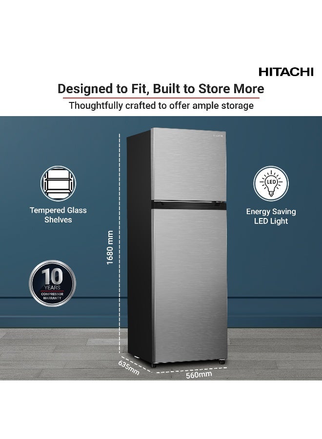 هيتاشي سعة إجمالية 380 لترًا وصافي سعة 260 لترًا، ثلاجة ببابين، ثلاجة بفريزر نو فروست، ضمان 10 سنوات على الضاغط العاكس، تبريد بمروحة مزدوجة، إنذار للباب وإضاءة LED، صينية ثلج ملتوية - Image 3