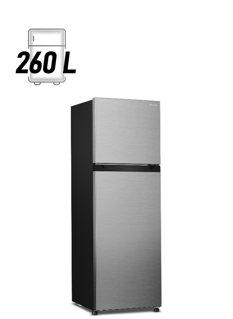 هيتاشي سعة إجمالية 380 لترًا وصافي سعة 260 لترًا، ثلاجة ببابين، ثلاجة بفريزر نو فروست، ضمان 10 سنوات على الضاغط العاكس، تبريد بمروحة مزدوجة، إنذار للباب وإضاءة LED، صينية ثلج ملتوية - Image 1