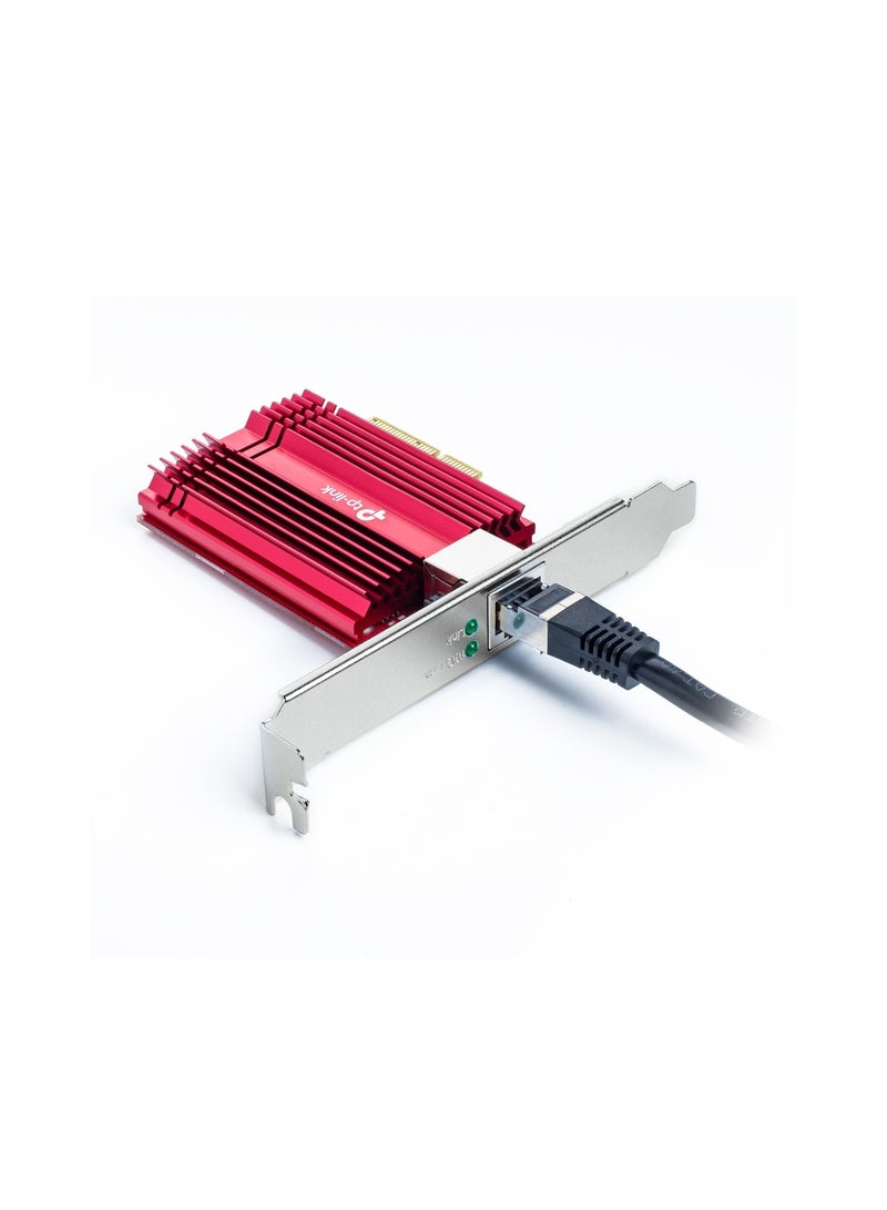 TP-LINK 10 Gigabit PCI Express Network Adapter, CAT6A Ethernet Cable, Low-Profile and Full-Height Brackets, Supports Windows 11/10/8.1/8/7, Windows Servers 2019/2016/2012 R2, Linux | TX401 Silver/Red  - Image 4