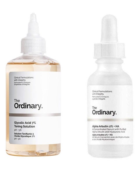 A Group Consisting Of Glycolic Acid 7 Percent Toning Solution Clear And Alpha Arbutin 2% + HA Serum 240+30ml