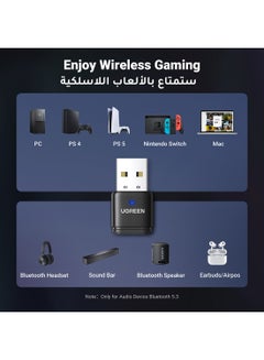 Ugreen Bluetooth 5.3 Adapter, Bluetooth Audio Connects PS4/PS5/Switch/PC/Mac to Wireless Earbuds Low Latency USB Bluetooth Dongle High Quality Wireless Audio Adapter Black  - Image 4