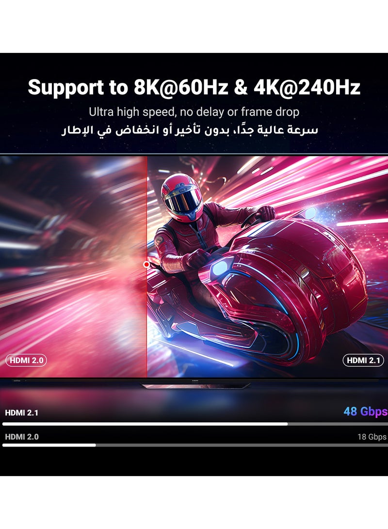 Ugreen - 8K HDMI 2.1 Cable 2M, High Speed HDMI Cord 48Gbps 8K@60Hz, 4K@240Hz/144Hz/120Hz, Support eARC/Dolby/HDR 10+/HDCP 2.2&2.3, Compatible with PS5/Xbox Series X/Samsung/ LG 8K TV/Home Theater Grey - Image 1