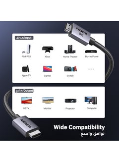 8K HDMI 2.1 Cable 2M, High Speed HDMI Cord 48Gbps 8K@60Hz, 4K@240Hz/144Hz/120Hz, Support eARC/Dolby/HDR 10+/HDCP 2.2&2.3, Compatible with PS5/Xbox Series X/Samsung/ LG 8K TV/Home Theater Grey - pnsku/N70038308V/45/_/1705384986/b7aef32d-58ff-4167-a64f-d0474b108436