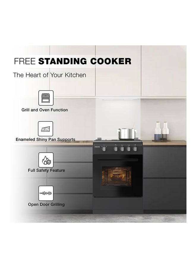 NIKAI 50x50cm Full Safety 4 Burner Gas Cooker, Oven And Open Grill Function, Free Standing Cooking Range, Easy Cleaning, Robust Burners, Rapid Preheat, Best For Home And Kitchen, Made In Turkey U3110NBFS Black  - Image 2